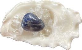 Saphir, blauweiß, Trommelstein, Größe 26 x 18 mm - ohne Deko