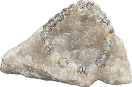 Spinnennetzachat Kugelarmband, Kugeln 8 mm, elastisches Stretchband, Länge 18 cm - ohne Deko