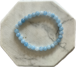 Calcit blau Kugelarmband, 6 mm Kugeln, elastisches Stretchband, Länge 19 cm - ohne Deko