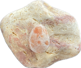 Sonnenstein orange weiß gemustert, Schmuck Anhänger mit seitlicher Bohrung, Größe 26 x 20 mm - ohne Deko