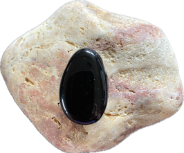 Schwarzer Obsidian, Schmuck Anhänger mit seitlicher Bohrung, Größe 30 x 20 mm - ohne Deko