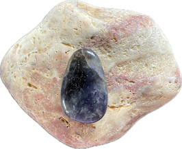 Iolith graublau schwarz gemustert, Schmuck Anhänger mit seitlicher Bohrung, Größe 30 x 20 mm - ohne Deko