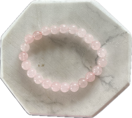 Rosenquarz Armband, 8 mm Perlen, 20 cm lang, elastisches Stretchband - ohne Deko