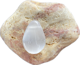 Selenit weiß, Schmuck Anhänger mit seitlicher Bohrung, Größe 30 x 20 mm - ohne Deko