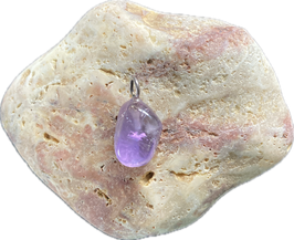 Amethyst hellviolett, Schmuck Anhänger mit silberfarbiger Anhänge Öse, Größe 24 x 13 mm einschl. Öse - ohne Deko