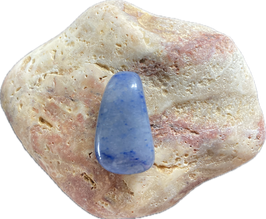 Blauquarz blau, Schmuck Anhänger mit seitlicher Bohrung, Größe 28 x 15 mm - ohne Deko