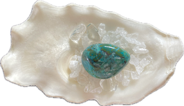 Chrysokoll  grün blau gemustert, Trommelstein, Größe 24 x 20 mm - ohne Deko