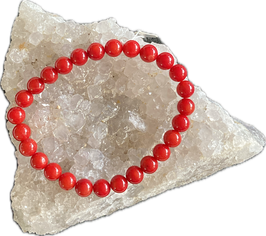 Schaumkorallen Armband, Kugeln 6 mm, elastisch Stretchband, 18 cm lang - ohne Deko