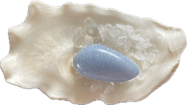 Angelit (Anhydrit), blau, Trommelstein, Größe 31 x 18 mm - ohne Deko