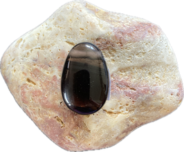 Lamellenobsidian schwarz, Schmuck Anhänger mit seitlicher Bohrung, Größe 29 x 19 mm - ohne Deko