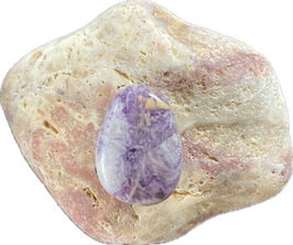Charoit grau violett gemustert, Schmuck Anhänger mit seitlicher Bohrung, Größe 30 x 21 mm - ohne Deko