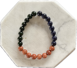 Grünfluss/Goldfluss/Blaufluss Kugel Armband,  8 mm Kugeldurchmesser, elastisches Strechband, 19 cm lang - ohne Deko
