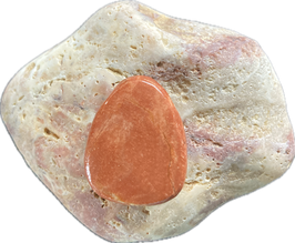 Baryt rotorange, Schmuck Anhänger mit seitlicher Bohrung, Größe 31 x 25 mm - ohne Deko