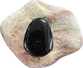 Onyx schwarz, Schmuck Anhänger mit seitlicher Bohrung, Größe 35 x 26 x 11 mm - ohne Deko