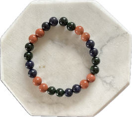 Grünfluss/Goldfluss/Blaufluss Kugel Armband,  8 mm Kugeldurchmesser, elastisches Strechband, 19 cm lang - ohne Deko