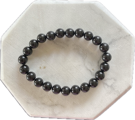 Turmalin Schörl Armband, 8 mm Kugeln, elastisches Stretchband, Länge 19 cm - ohne Deko