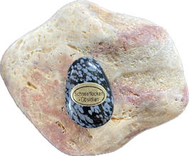 Schneeflockenobsidian schwarzgrau gemustert, Schmuck Anhänger mit seitlicher Bohrung,  Größe 28 x 20 mm - ohne Deko