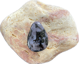 Gabbro schwarzgrau gemustert, Schmuck Anhänger mit seitlicher Bohrung, Größe 30 x 20 mm - ohne Deko