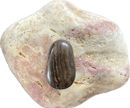 Stromatolith braungrau gemustert, Schmuck Anhänger mit seitlicher Bohrung, Größe 29 x 17 mm - ohne Deko