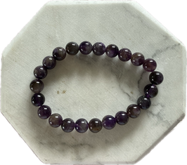 Amethyst Armband, 8 mm Perlen, elastisches Stretchband, Länge 20 cm - ohne Deko