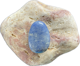 Blauquarz blau, Schmuck Anhänger mit seitlicher Bohrung, Größe 30 x 20 mm - ohne Deko