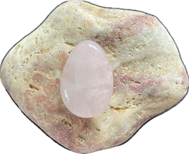 Rosenquarz hellrosa, Schmuck Anhänger mit seitlicher Bohrung, Größe 30 x 20 mm - ohne Deko