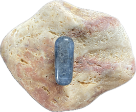 Disthen (Cyanit/Kyanit) blaugrau, Schmuck Anhänger mit seitlicher Bohrung, 28 x 11 mm - ohne Deko