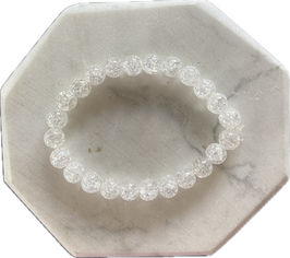Bergkristall gecrasht, Kugelarmband 8 mm Durchmesser,  18 cm lang elastisches Strechband  - ohne Deko