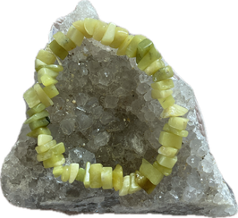 Zitronenchrysopras Splitterarmband, größere Splitter, 18 cm, elastisch Stretchband - ohne Deko