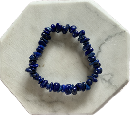 Lapislazuli Splitterarmband, echte Steine, mittlere Splitter,  elastisches Stretchband, Länge 18 cm - ohne Deko