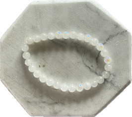 Labradorit weiß, Kugelarmband, 6 mm Kugeln, Länge 19 cm lang, elastisches Stretchband - ohne Deko