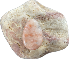 Sonnenstein orange weiß gemustert, Schmuck Anhänger mit seitlicher Bohrung, Größe 30 x 20 mm - ohne Deko