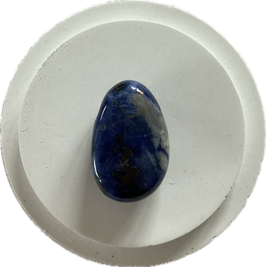 Sodalith, blau, blau weiß gemustert, Schmuck Anhänger mit seitlicher Bohrung, Größe 30 x 20 mm - ohne Deko