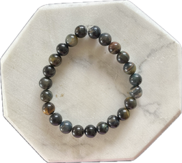 Falkenauge Kugelarmband, 8 mm dunklere Kugeln, 19 cm lang, elastisches Strechband - ohne Deko