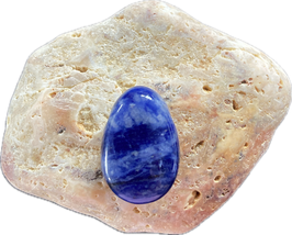 Sodalith, blau, hellblau weiß gemustert, Schmuck Anhänger mit seitlicher Bohrung, Größe 30 x 20 mm - ohne Deko