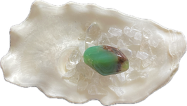 Chrysopras grün dunkel gemustert,  Trommelstein, Größe 22 x 14 mm - ohne Deko
