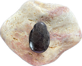 Gabbro schwarzgrau gemustert, Schmuck Anhänger mit seitlicher Bohrung, Größe 30 x 19 mm - ohne Deko