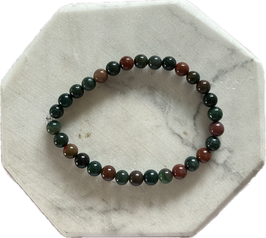 Heliotrop Kugelarmband, 6 mm Kugeln, elastisches Stretchband, 19 cm lang - ohne Deko