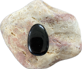 Silberobsidian schwarz, Schmuck Anhänger mit seitlicher Bohrung, Größe 27 x 19 mm - ohne Deko