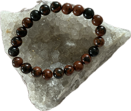Mahagoniobsidian Kugelarmband, 8 mm Kugeln, 19 cm lang, elastisch Stretchband - ohne Deko