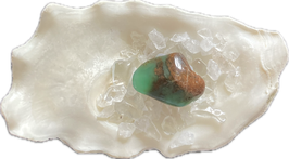 Chrysopras grün dunkel gemustert,  Trommelstein, Größe 22 x 16 mm - ohne Deko