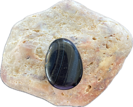 Falkenauge blau dunkelblau schimmernd, Schmuck Anhänger mit seitlicher Bohrung, Größe 30 x 21 mm - ohne Deko