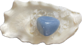 Angelit (Anhydrit), blau, Trommelstein, Größe 27 x 23 mm - ohne Deko