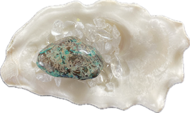 Shattuckite, blau grün braun gemustert, Trommelstein, Größe 31 x 19 mm - ohne Deko