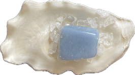 Angelit (Anhydrit), blau, Trommelstein, Größe 25 x 21 mm - ohne Deko