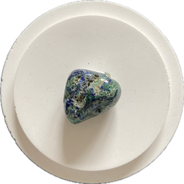 Azurit Malachit, blaugrün gemustert, Gewicht 10 Gramm, Trommelstein, Größe 19 x 13 mm - ohne Deko