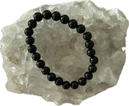 Turmalin Schörl Armband, 8 mm Kugeln, elastisches Stretchband Schörl, Länge 20 cm - ohne Deko