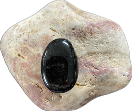 Silberobsidian schwarz, Schmuck Anhänger mit seitlicher Bohrung, Größe 28 x 20 mm - ohne Deko
