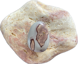 Porzellanit grau braun gemustert, Schmuck Anhänger mit seitlicher Bohrung, Größe 29 x 20 mm - ohne Deko