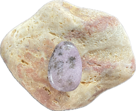 Lepidolith violett gemustert, Schmuck Anhänger mit seitlicher Bohrung, Größe 29 x 20 - ohne Deko